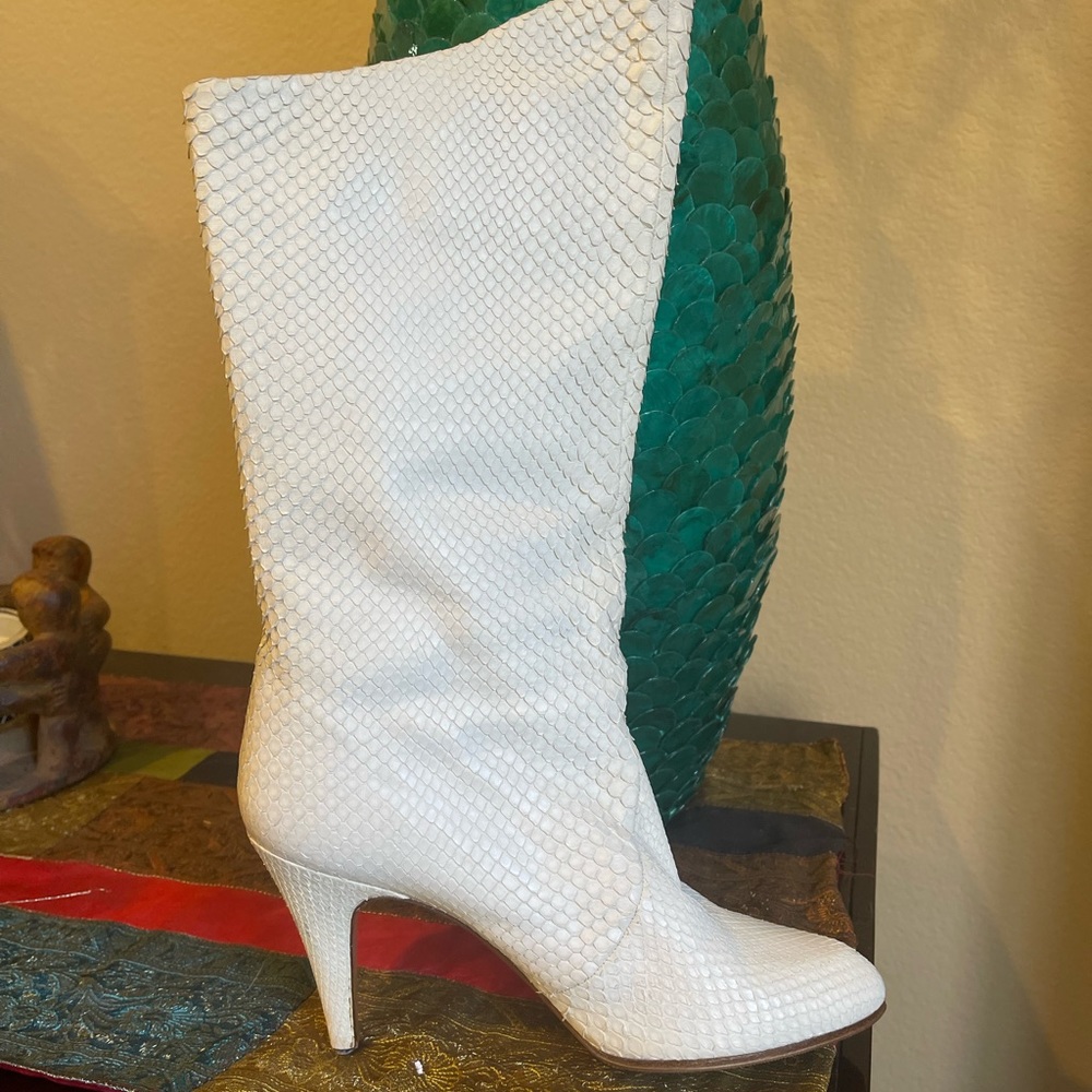 Italian White Snakeskin Boots